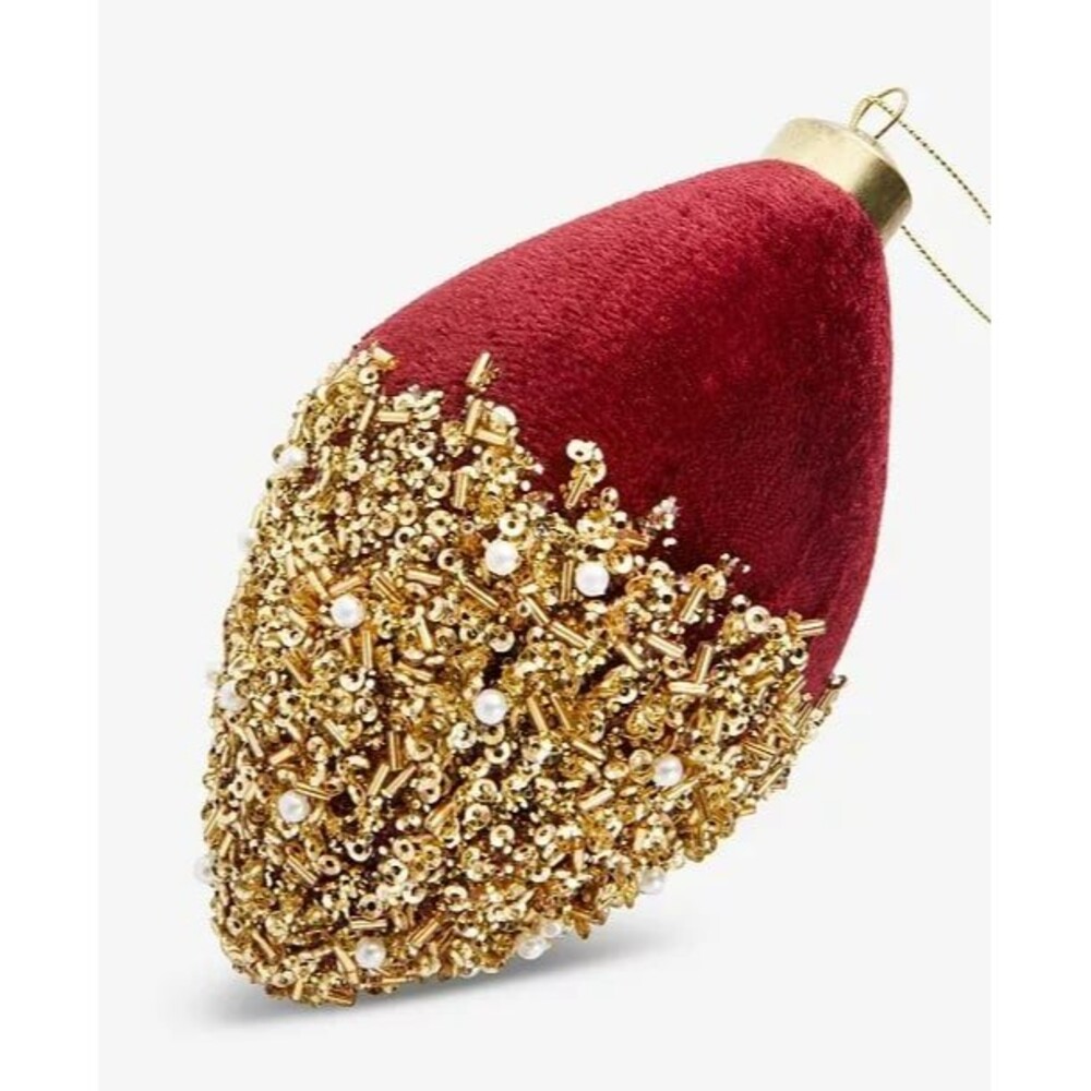 Macy’s Holiday Lane Berry Tones Red Velvet sequin Finial Ornament